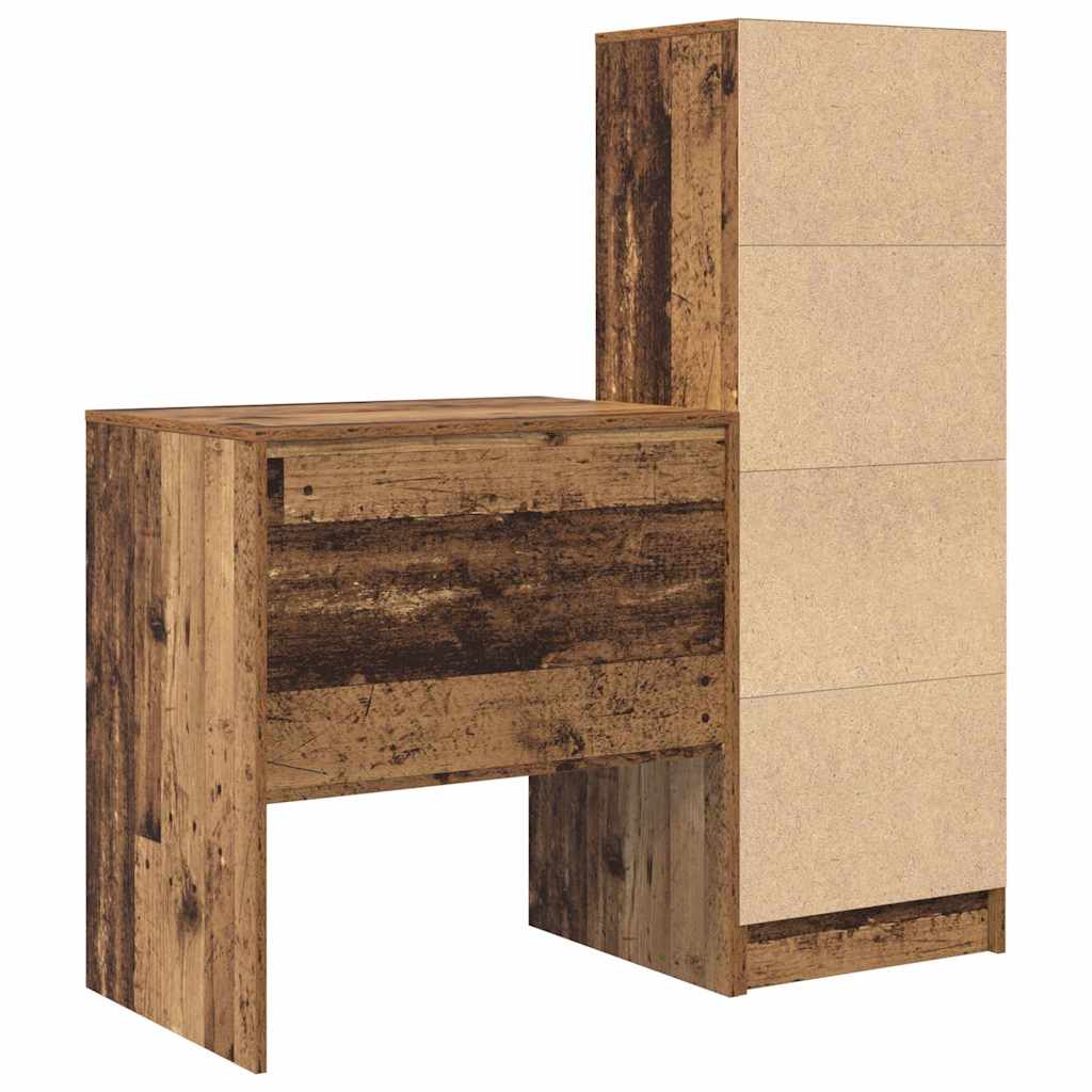 Desk with Storage with Drawer 2 pcs Old Wood 70 x 50 x 76 cm