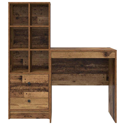 Desk with Storage with Drawer 2 pcs Old Wood 70 x 50 x 76 cm