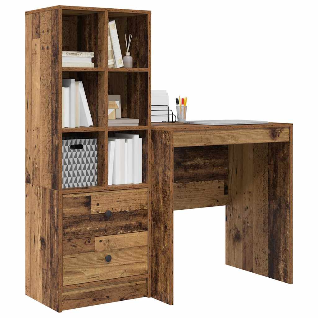 Desk with Storage with Drawer 2 pcs Old Wood 70 x 50 x 76 cm