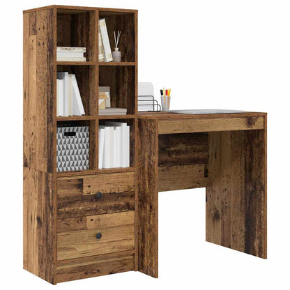 Desk with Storage with Drawer 2 pcs Old Wood 70 x 50 x 76 cm