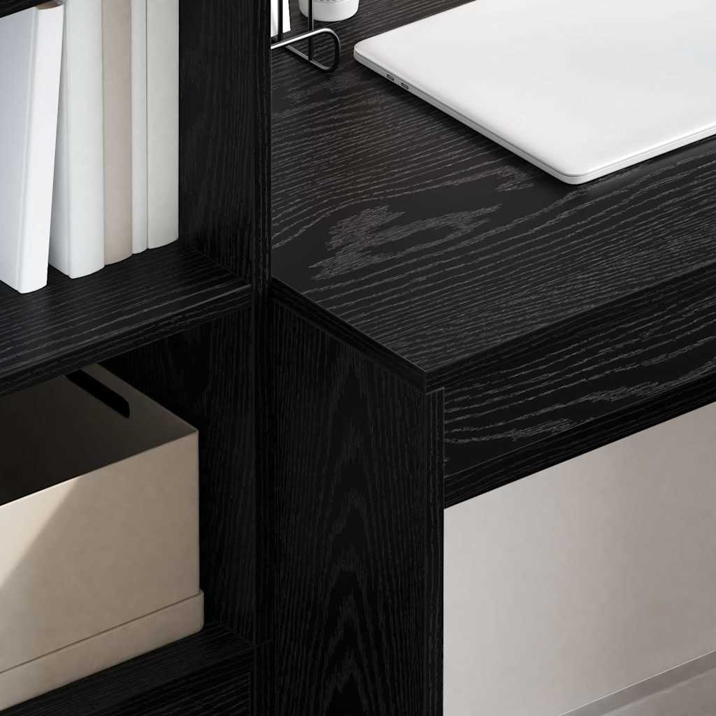 Desk with Storage with Drawer 2 pcs Black oak 80 x 50 x 76 cm