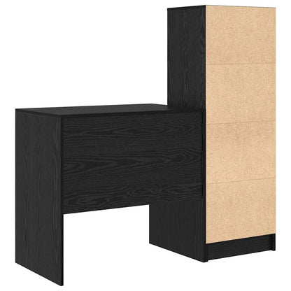 Desk with Storage with Drawer 2 pcs Black oak 80 x 50 x 76 cm