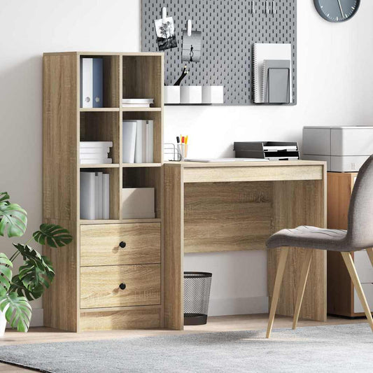 Desk with Storage with Drawer 2 pcs Sonoma Oak 80 x 50 x 76 cm