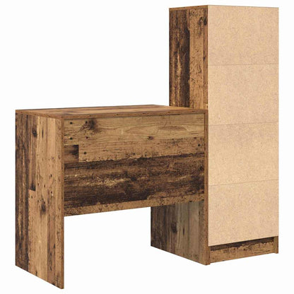 Desk with Storage with Drawer 2 pcs Old Wood 80 x 50 x 76 cm