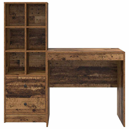 Desk with Storage with Drawer 2 pcs Old Wood 80 x 50 x 76 cm