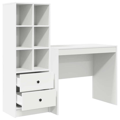 Desk with Storage 2 pcs White 90 x 50 x 76 cm Engineered wood