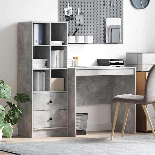 Desk with Storage 2 pcs Concrete Grey 90 x 50 x 76 cm