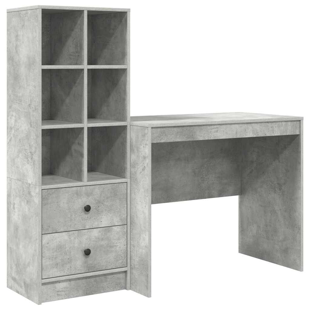 Desk with Storage 2 pcs Concrete Grey 90 x 50 x 76 cm