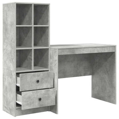Desk with Storage 2 pcs Concrete Grey 90 x 50 x 76 cm