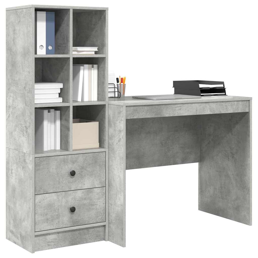 Desk with Storage 2 pcs Concrete Grey 90 x 50 x 76 cm