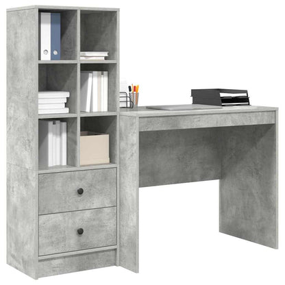Desk with Storage 2 pcs Concrete Grey 90 x 50 x 76 cm