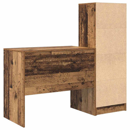 Desk with Storage with Drawer 2 pcs Old Wood 90 x 50 x 76 cm