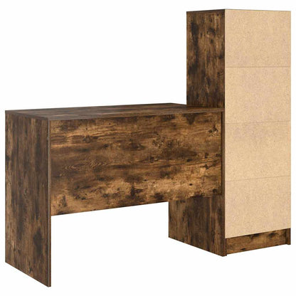 Desk with Storage with Drawer 2 pcs Smoked Oak 100 x 50 x 76 cm