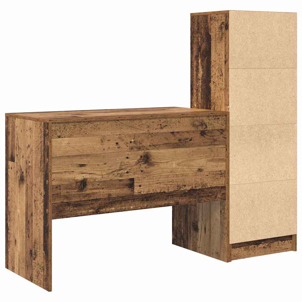 Desk with Storage with Drawer 2 pcs Old Wood 100 x 50 x 76 cm