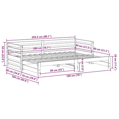Day bed with Trundle without Mattress 80x200 cm