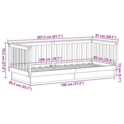Day Bed without Mattress 90x200 cm Solid Wood Pine