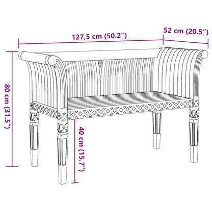 Garden Bench Brown 127.5 x 52 x 80 cm Solid teak wood
