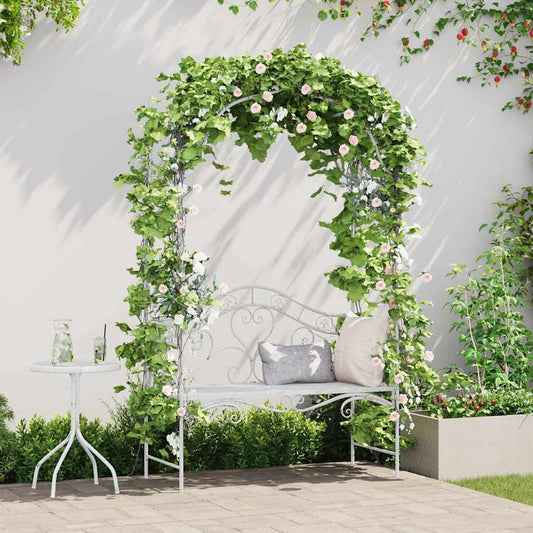 Garden Bench with Cushion White 104 x 54 x 93cm Steel