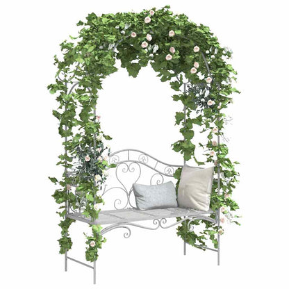 Garden Bench with Cushion White 104 x 54 x 93cm Steel