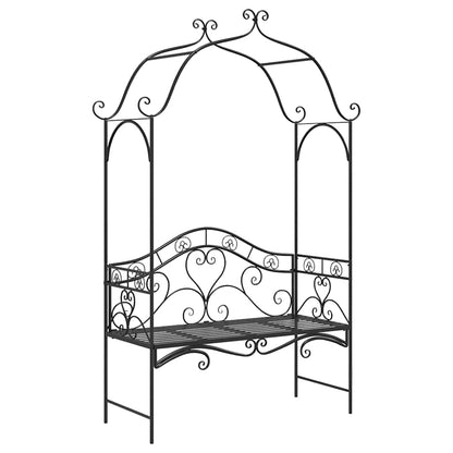 Garden Bench with Cushion Black 104 x 54 x 93cm Steel