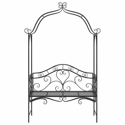 Garden Bench with Cushion Black 104 x 54 x 93cm Steel