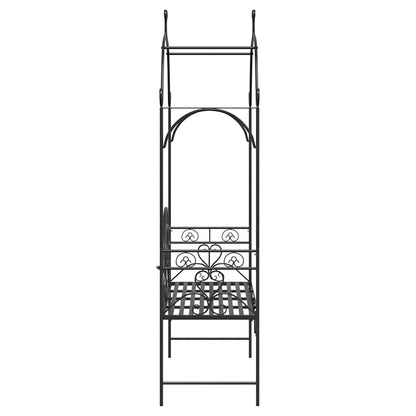Garden Bench with Cushion Black 104 x 54 x 93cm Steel