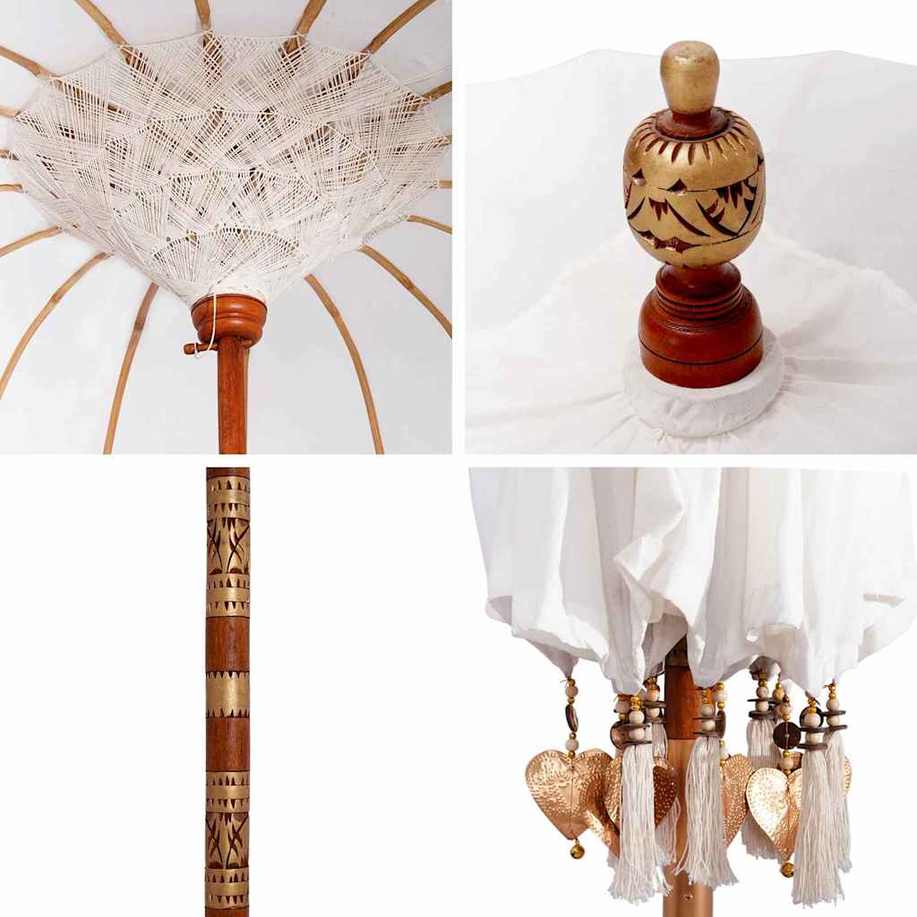 Balinese Parasol Cream (180-190) x 260 cm Cotton and solid wood