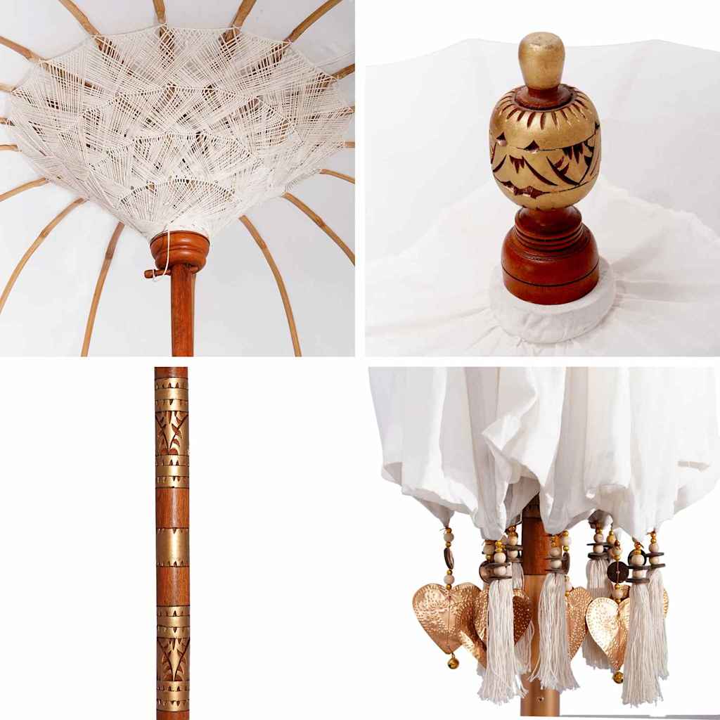 Balinese Parasol Cream 215 x 215 x 260 cm Cotton and solid wood