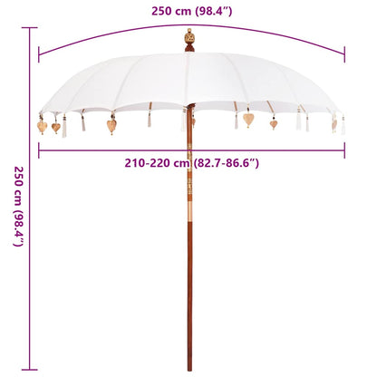 Balinese Parasol Cream 215 x 215 x 260 cm Cotton and solid wood