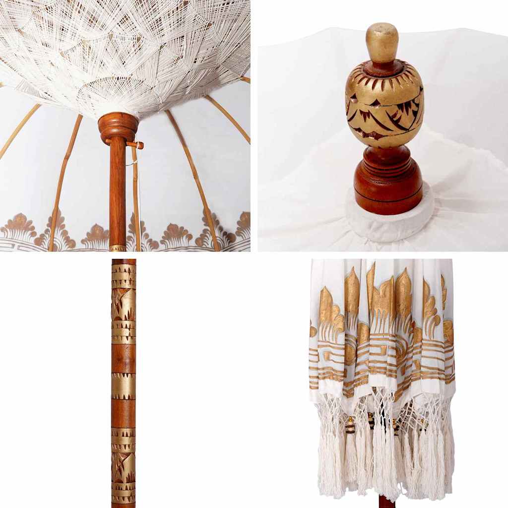 Balinese Parasol Cream (180-190) x 260 cm Cotton and solid wood