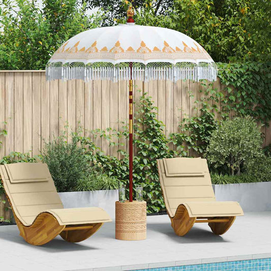 Balinese Parasol Cream (180-190) x 260 cm Cotton and solid wood