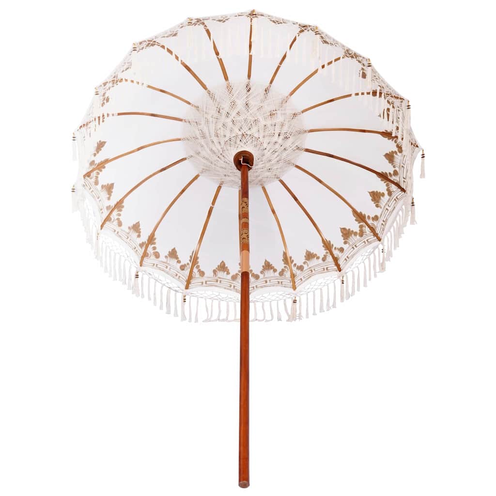 Balinese Parasol Cream (180-190) x 260 cm Cotton and solid wood