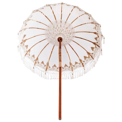 Balinese Parasol Cream (180-190) x 260 cm Cotton and solid wood