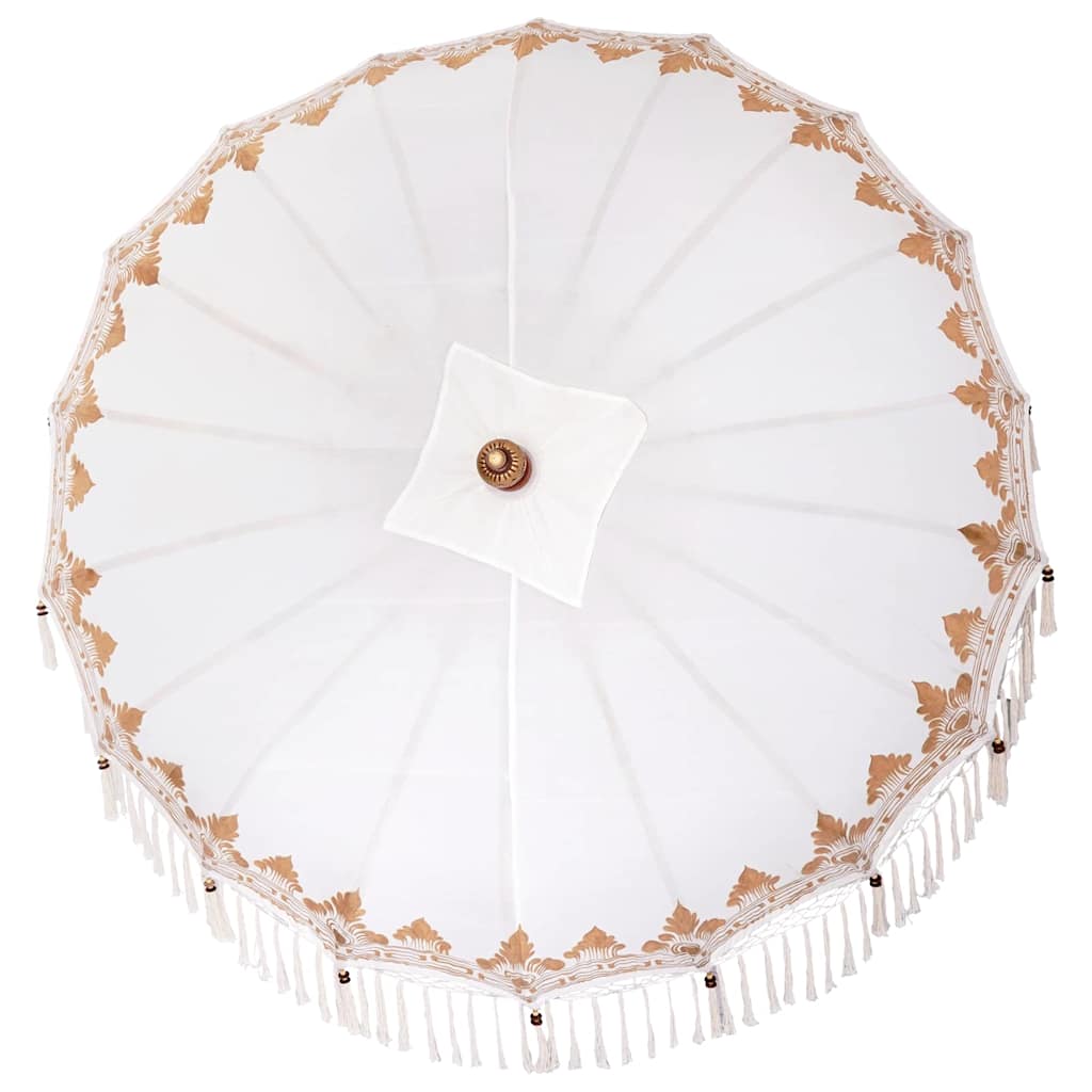 Balinese Parasol Cream (180-190) x 260 cm Cotton and solid wood