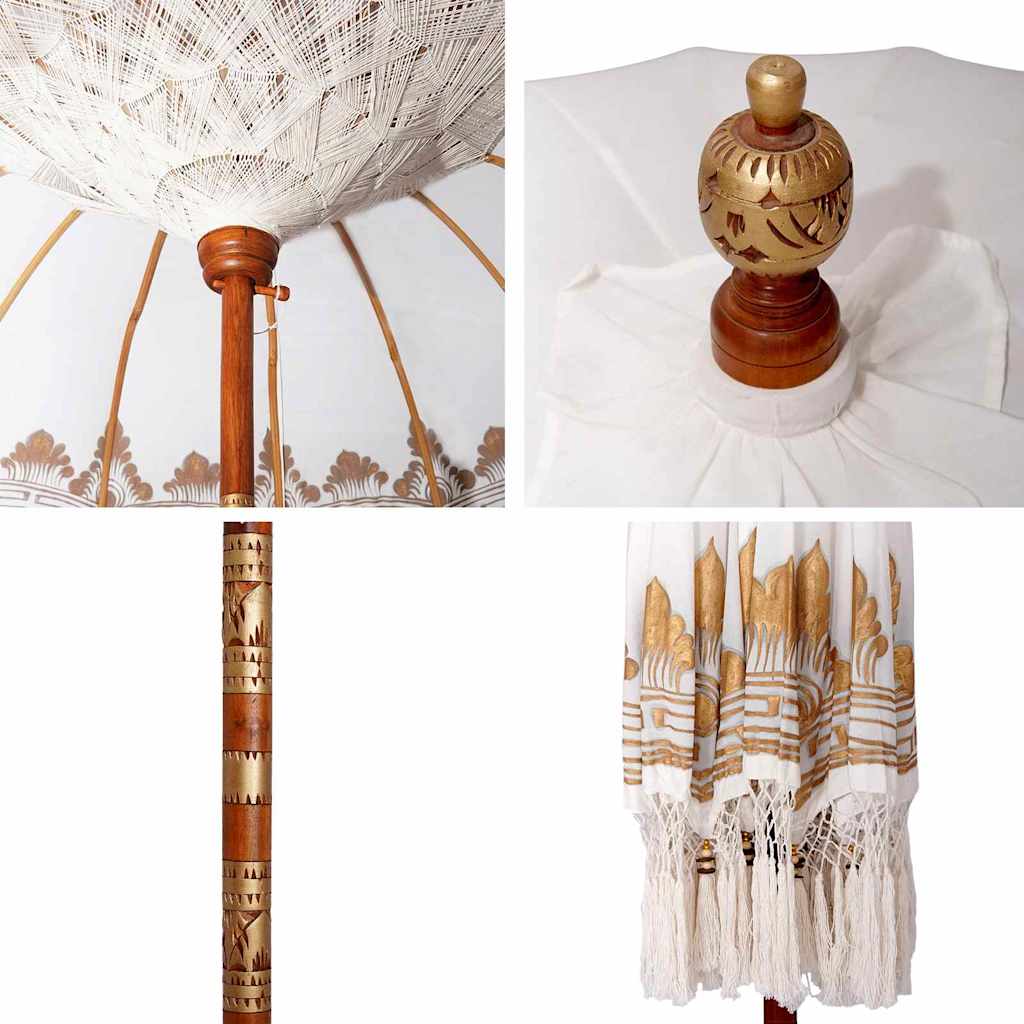 Balinese Parasol Cream 215 x 215 x 260 cm Cotton and solid wood