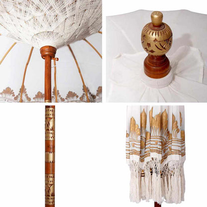 Balinese Parasol Cream 215 x 215 x 260 cm Cotton and solid wood