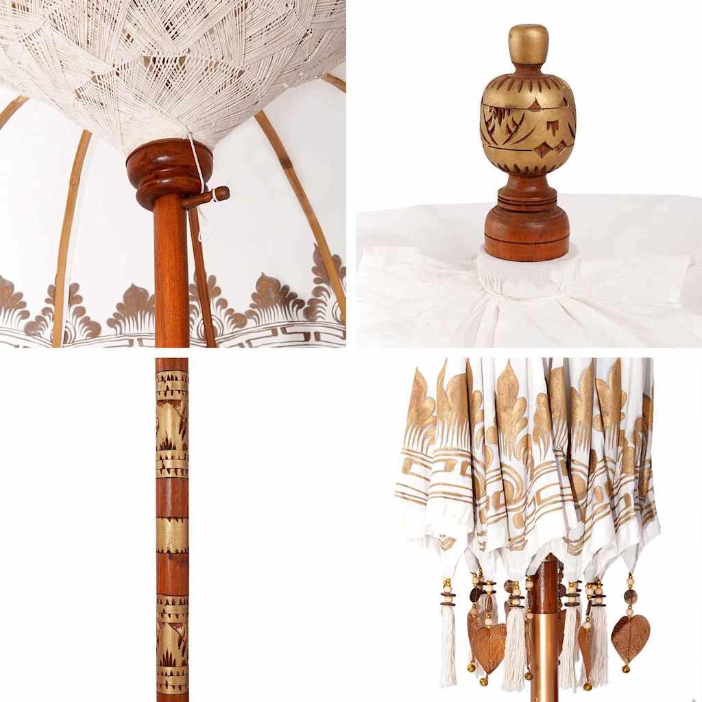 Balinese Parasol Cream 190 x 190 x 260 cm Cotton and Wood