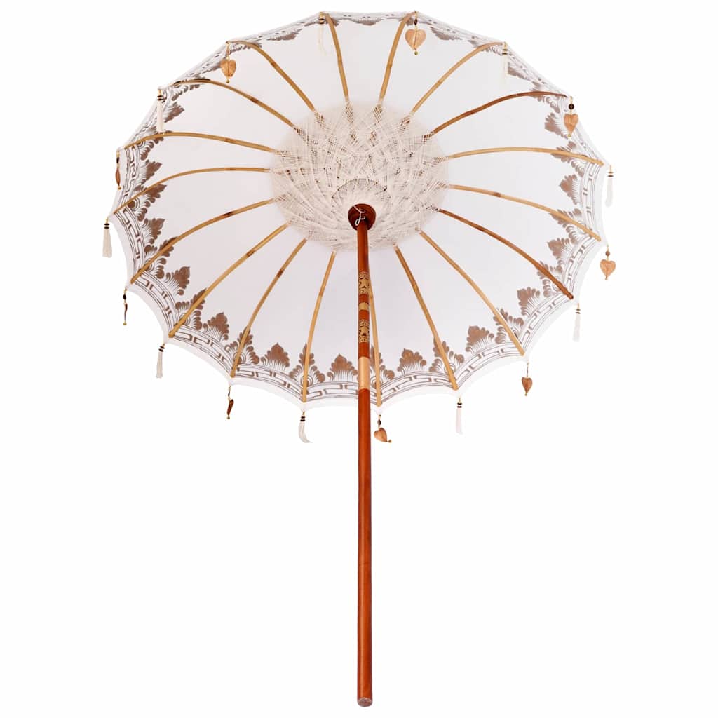 Balinese Parasol Cream 190 x 190 x 260 cm Cotton and Wood