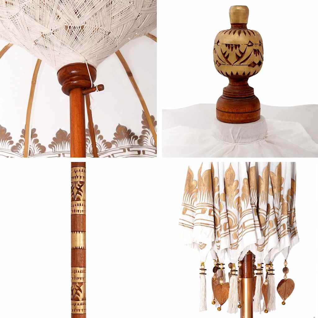 Balinese Parasol Cream 215 x 215 x 260 cm Cotton and Wood