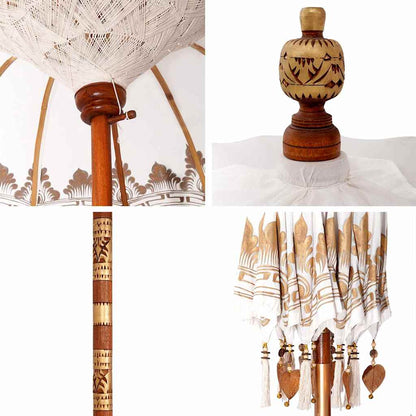 Balinese Parasol Cream 215 x 215 x 260 cm Cotton and Wood