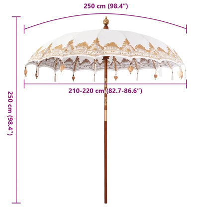 Balinese Parasol Cream 215 x 215 x 260 cm Cotton and Wood