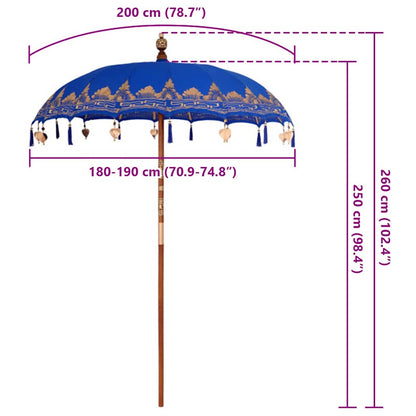 Balinese Parasol Blue (180-190) x 260 cm Cotton and Wood