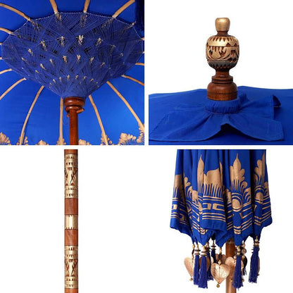 Balinese Parasol Blue 215 x 215 x 260 cm Cotton and Wood