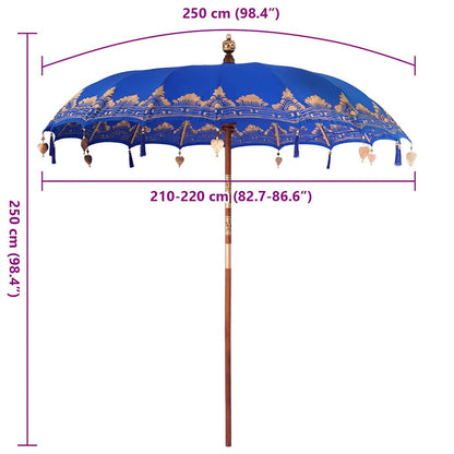 Balinese Parasol Blue 215 x 215 x 260 cm Cotton and Wood