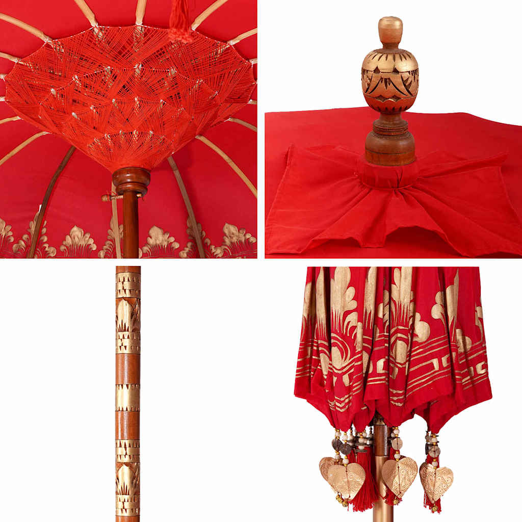 Balinese Parasol Red 215 x 215 x 260 cm Cotton and Wood