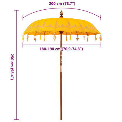 Balinese Parasol Yellow (180-190) x 260 cm Cotton and Wood