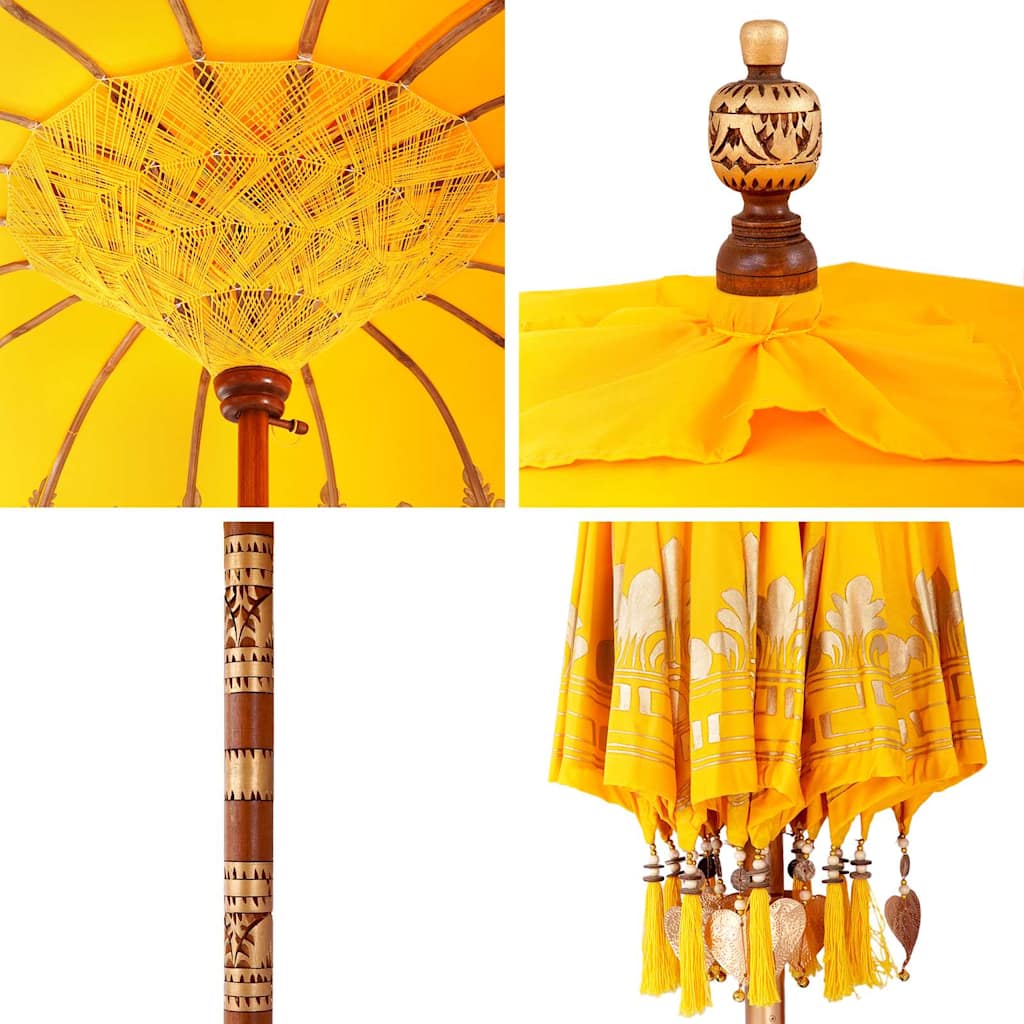 Balinese Parasol Yellow 215 x 215 x 260 cm Cotton and Wood