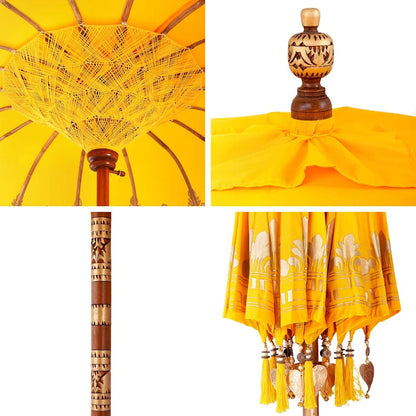 Balinese Parasol Yellow 215 x 215 x 260 cm Cotton and Wood