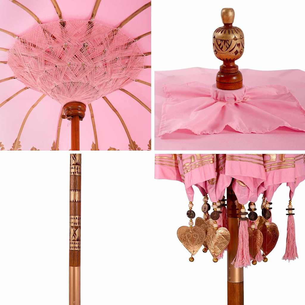 Balinese Parasol Pink (180-190) x 260 cm Cotton and Wood