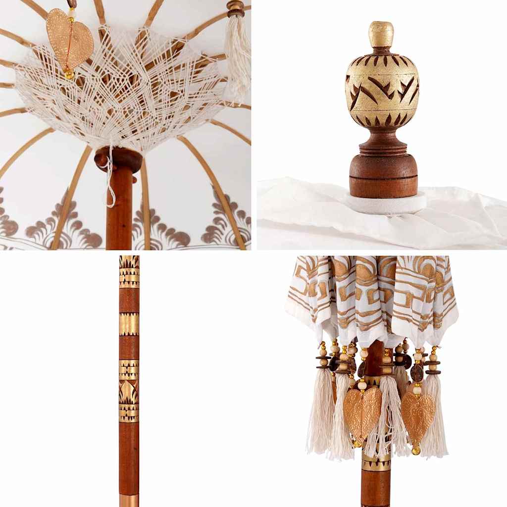 Balinese Parasol Cream 95 x 95 x 260 cm Cotton and Wood